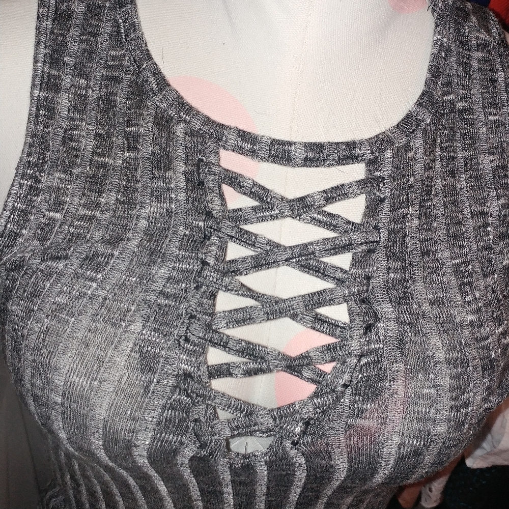 American Eagle | Essentials Gray Ribbed Tank Top M - image 3
